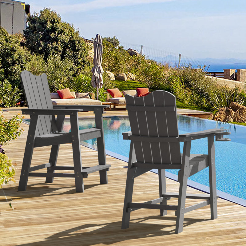 Chaise Adirondack en plastique Calynne, Gris foncé