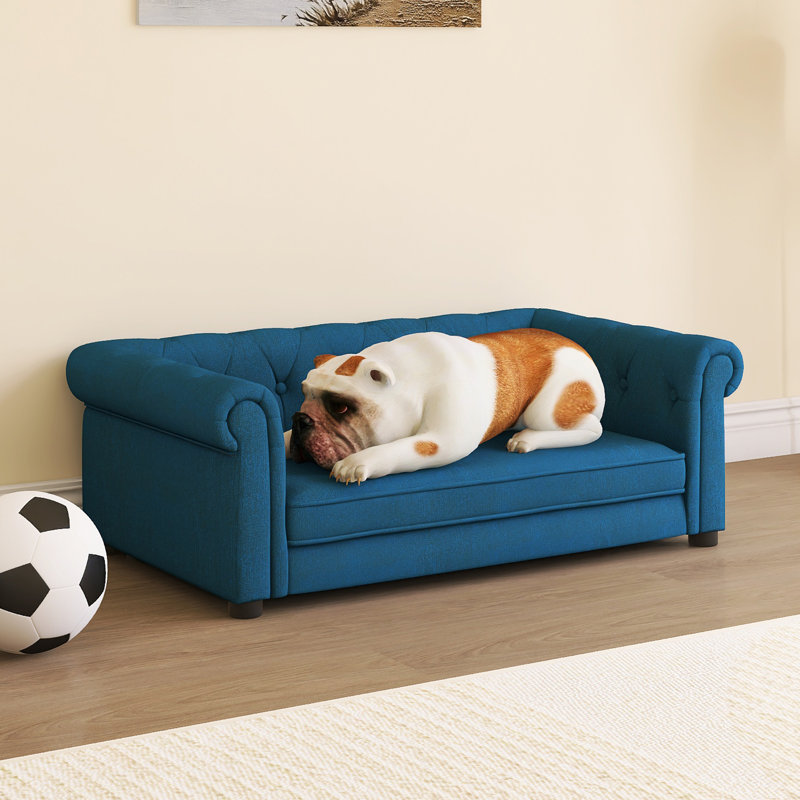 Lit rectangulaire pour petits et moyens chiens, Bleu