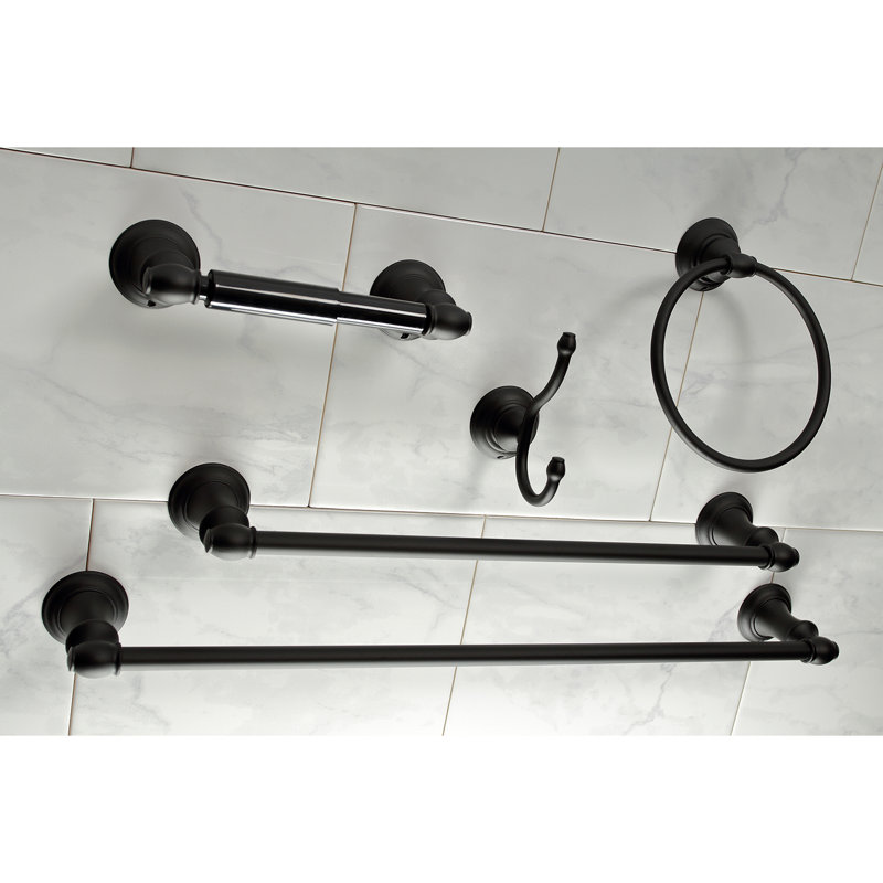 Kingston Brass Provence 5-Piece Bathroom Hardware Set, Matte Black
