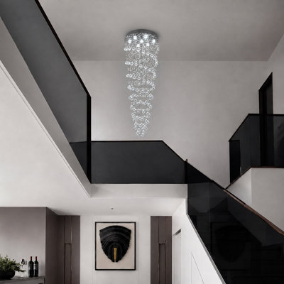7 Light Double Swirl Crystal Drop Chandelier