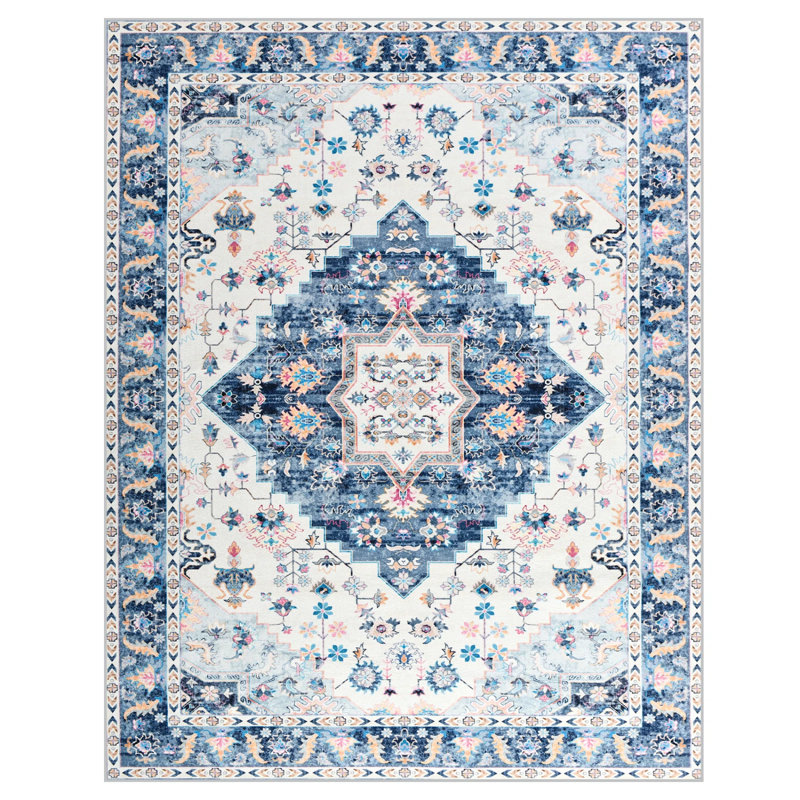 Carnegia Floral Area Rug, Rectangle 122 x 183 cm, Blue 