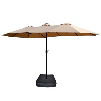 Large Double-Sided Rectangular Outdoor Twin Patio Market Umbrella With Light And Base (Without Base)