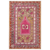 1850s Green Turkish Village Anatolian Melas Prayer Rug 4 x 6' Woven Wool Carpet