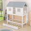Lit simple en bois en forme de maison avec lit gigogne simple et échelle