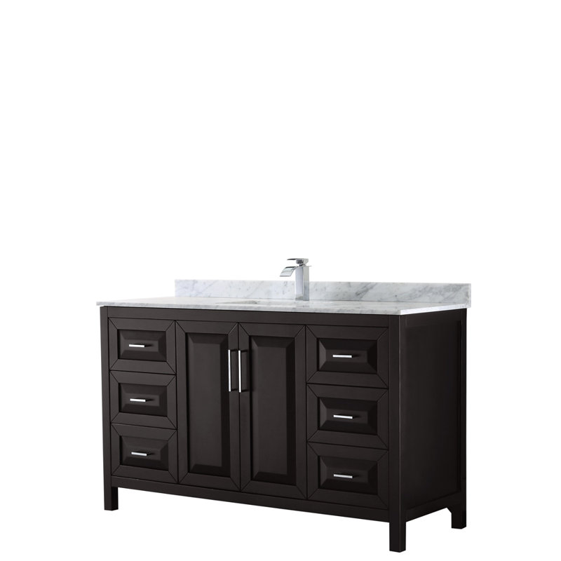 Daria 60" Single Bathroom Vanity Set, White, Polished Chrome, 60"