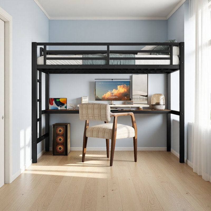 Lit mezzanine simple en métal avec prise de courant et éclairage à DEL, peu encombrant, réduit le bruit, Twin