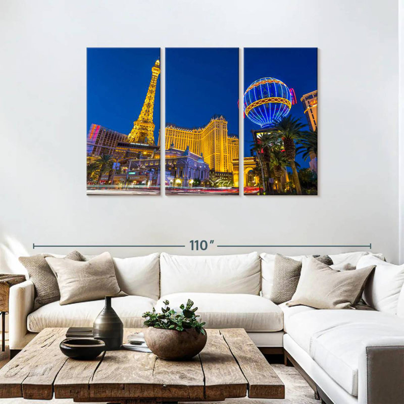 Sebbie Las Vegas Paris lumières, H 48 po x l 74 po