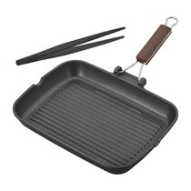Domo Cast Aluminum Braising Pan with Glass Lid 12 In Made in Italy. Black  New