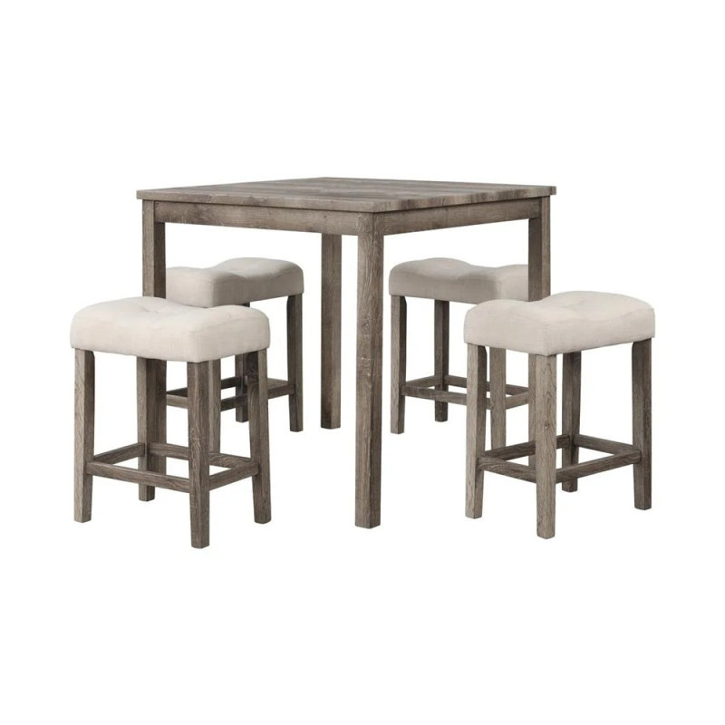 Ensemble de salle à manger de comptoir transitionnel, table de salle à manger carrée 36 pouces avec 4 tabourets (ensemble de 5)