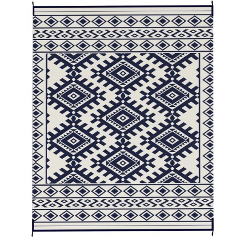 Tapis portatif pour l'extérieur du camping, Bleu marine / blanc, Rectangulaire 8 pi x 10 pi