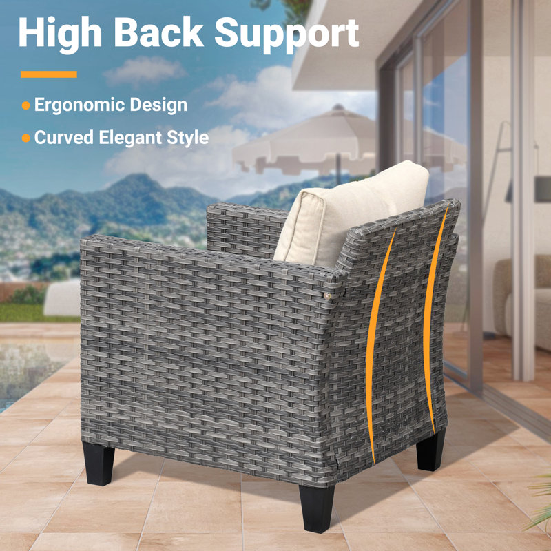 Allcot Wicker/Rattan 7 - Person Seating Group With Cushions, Beige
