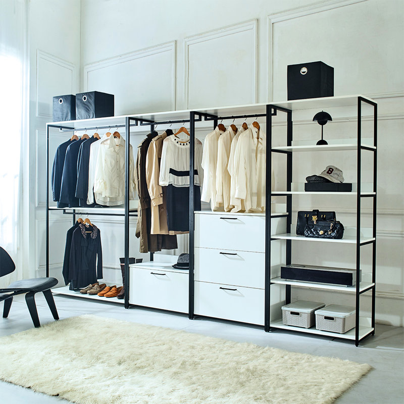 Walk In Closet - Blanc, métal, rangement extra profond et antirouille, eau chaude, égratignures, cadre en métal E0 pour chauffer, preuve, classé