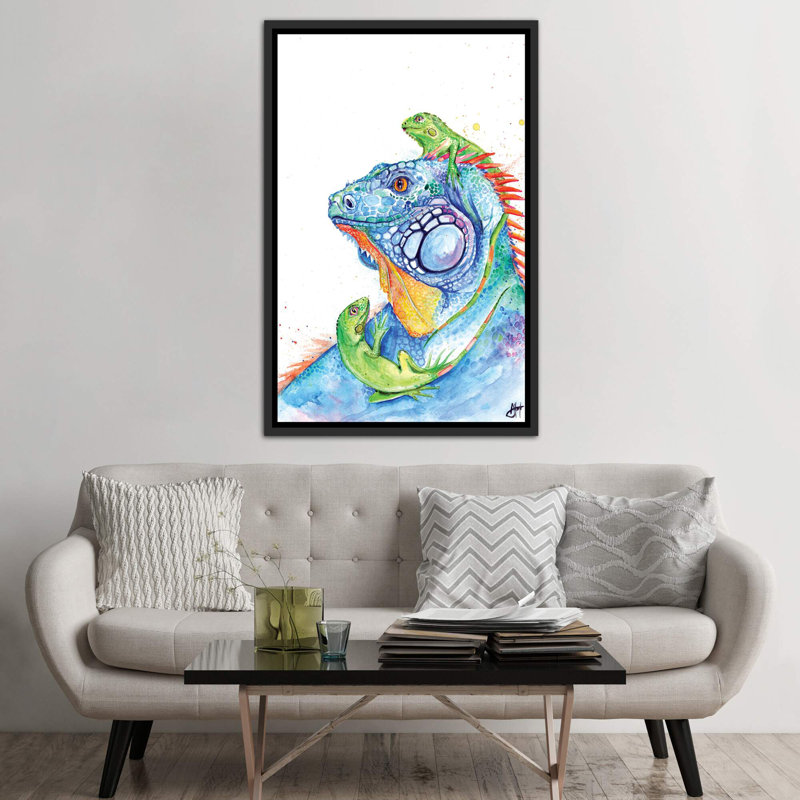 Décoration murale pour enfants Here Be Dragons, H 60 po x l 40po x P 1,5 po, Toile avec cadre noir