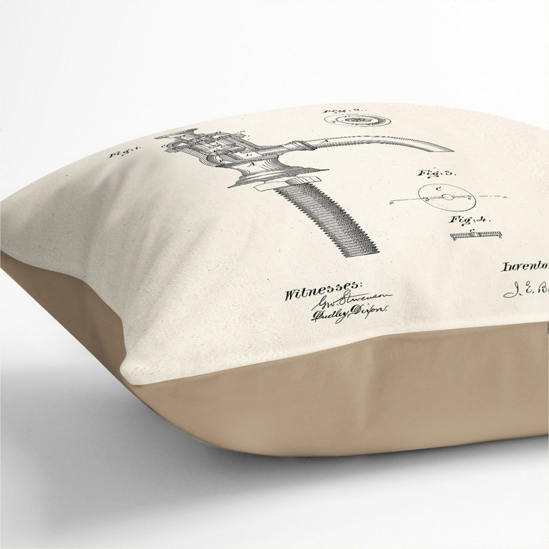 Water Faucet Tap Patent Scatter Cushion, 55cm H x 55cm W x 20cm D, Stone