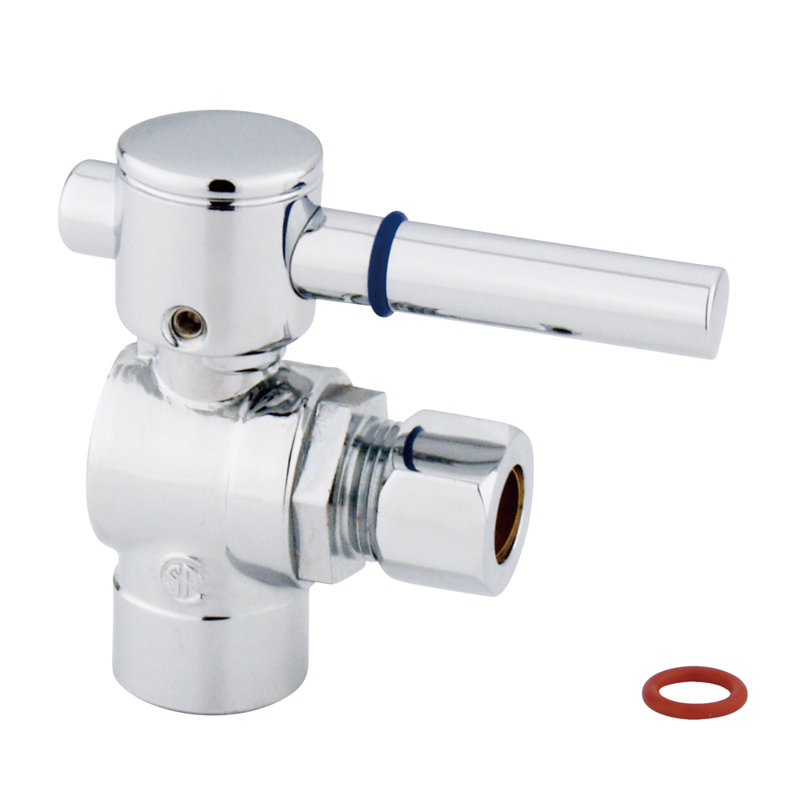 Kingston Brass Concord 1/2-Inch Sweat x 3/8-Inch OD Comp Quarter-Turn Angle Stop Valve, Polished Chrome