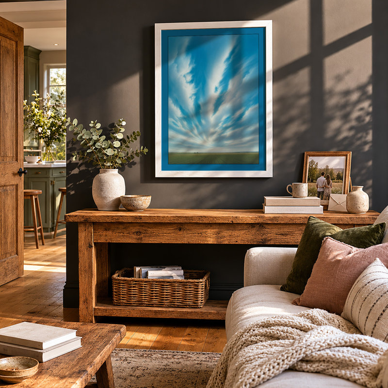 Expansive Sky Scandinavian - Framed Print, A1 - 84.1 x 59.4 cm, White