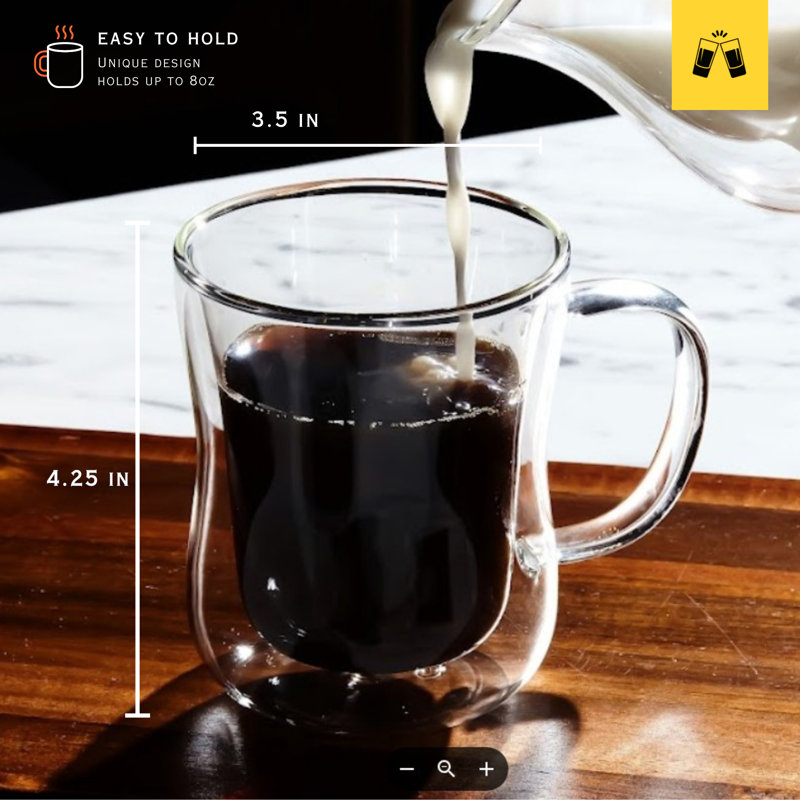Ensemble de grandes tasses à café à double paroi - 10 oz