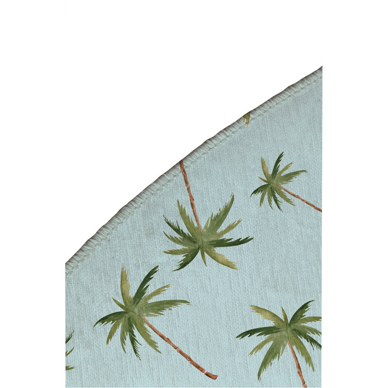 Summer Palms Outdoor Rug, Round 5'