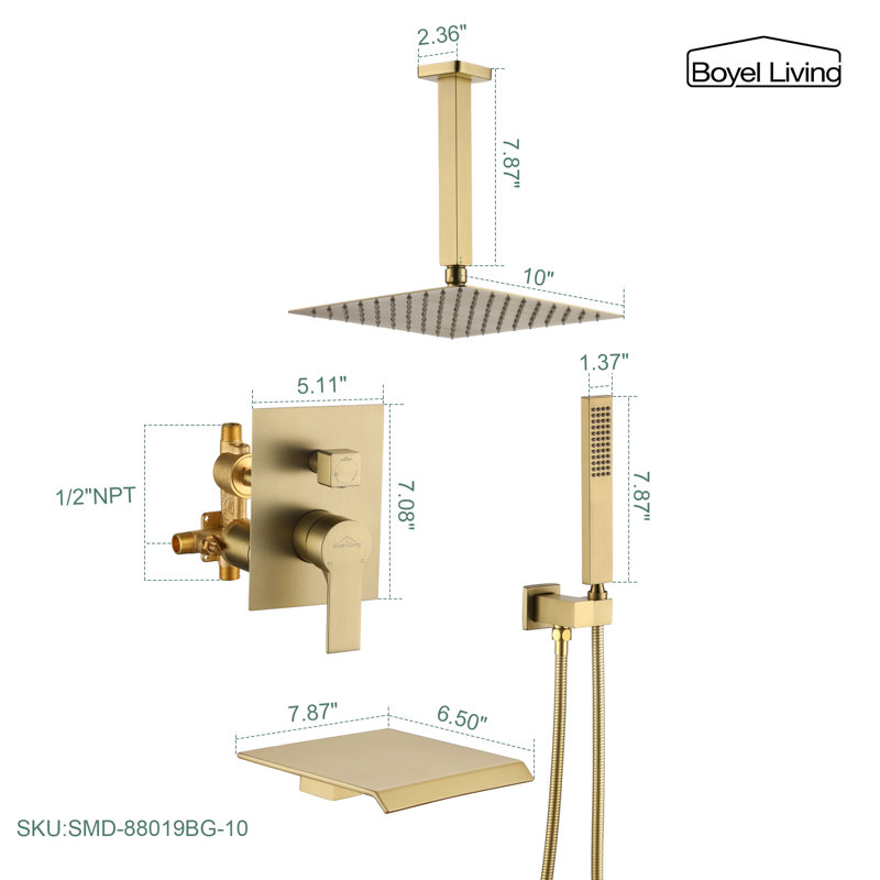 All-In-One Kit with Rough in-Valve, Brushed Gold