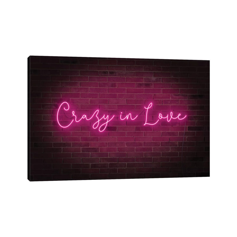 «Neon Love II» par Grace Popp - impression d'art textuel, H 40 po x l 60 po x 1,5 po, Toile tendue, Pas de tapis