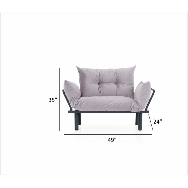 Sona Futon Love Seat, Gray, Brown