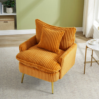 Yellow Single Corduroy 30.31 Inch, Ergonomic Design For Back And Arms, Easy To Maintain, Office Use , Inch , Care, Living Room Meeting