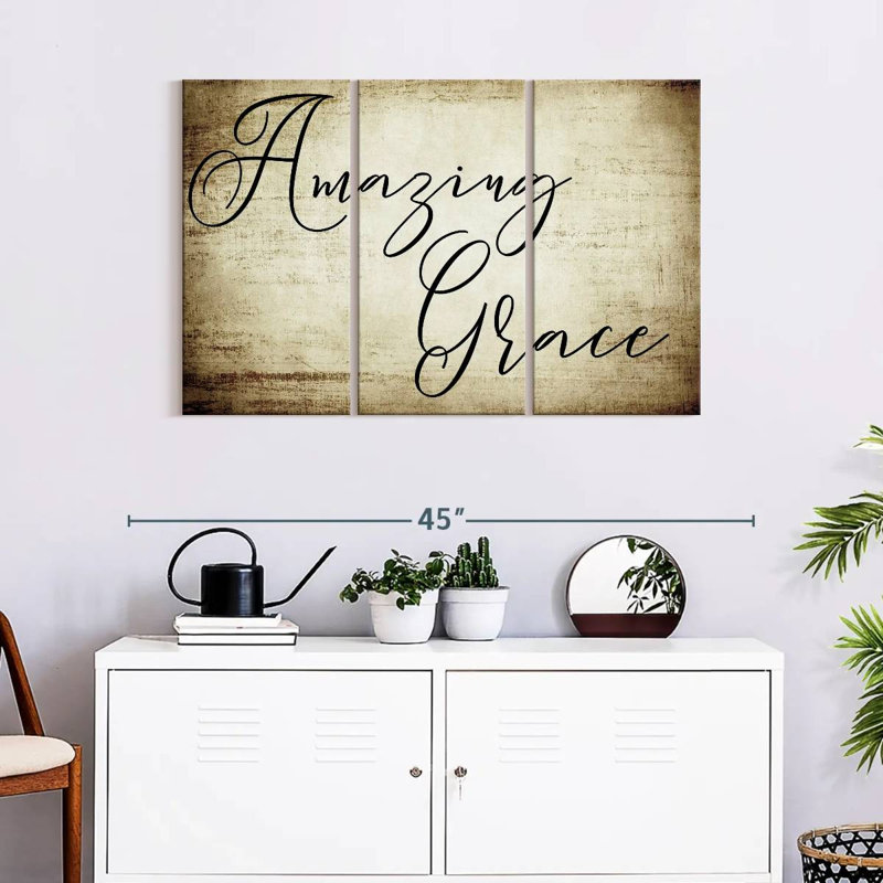 " Amazing Grace Script " by TimberType Studio 3 - Pieces, 24" H x 38" W x 1.25"
