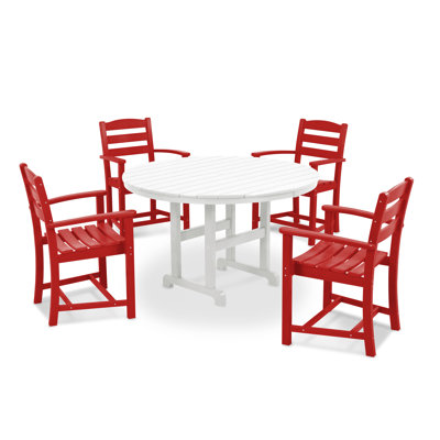 POLYWOOD La Casa Café 5-Piece Round Farmhouse Dining Set