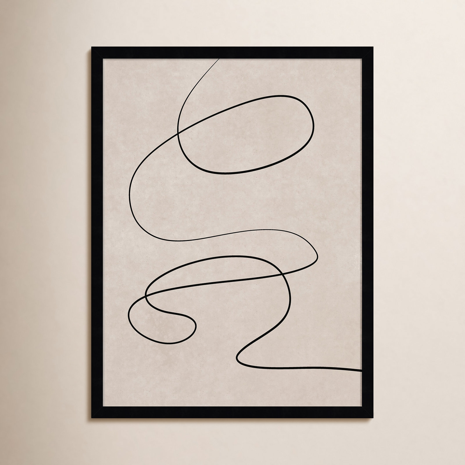 Black Line and Textured Beige Print, 25" H x 19" W, Black