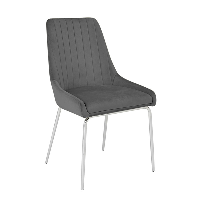 Postway 19'' H Tufted Upholstered Armchair, Dark Grey, Stainless Steel