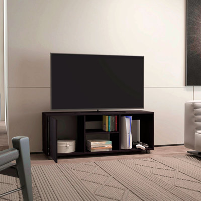 Tv Stand, 1 Door, 4 Shelves, 55" Tv Capacity
