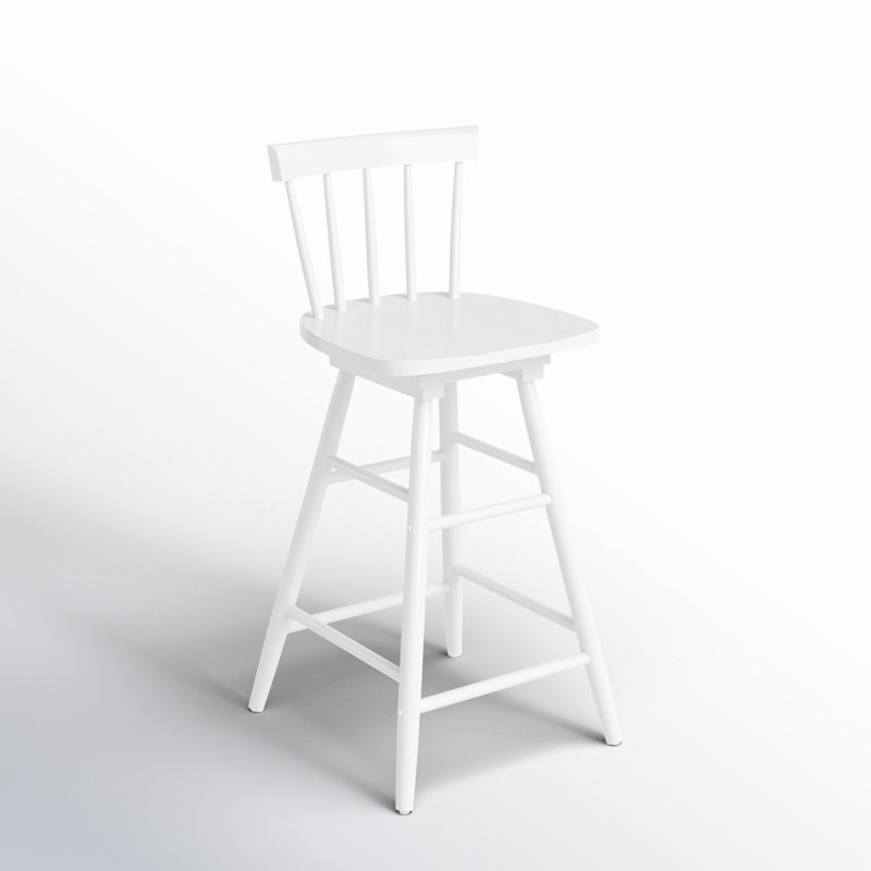 Portside Swivel Solid Wood Counter Stool, White