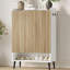 Grande armoire à chaussures à 6 niveaux avec portes et tablettes réglables, range-chaussures autoportant pour 25 paires et plus, entrée, couloir, salon, beige et blanc