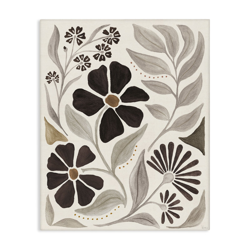 «Curving Boho Plants», art mural sur toile par Véronique Charron, H 40 po x l 30 po