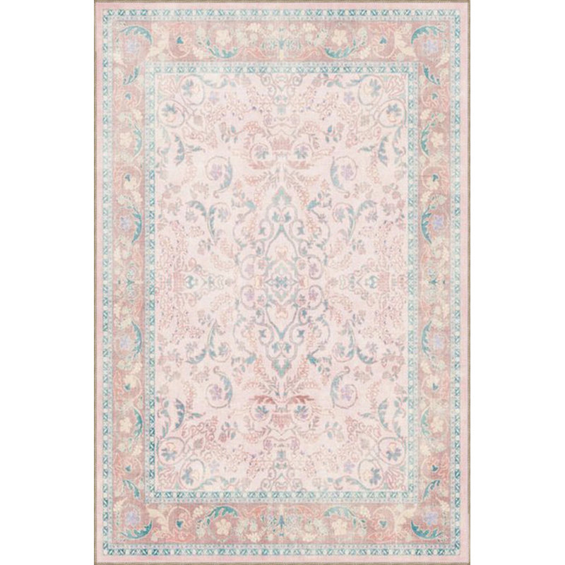 Modern Light Pink Traditional Patterned Washable Decorative Carpet, Runner 2'6" x 9'11"