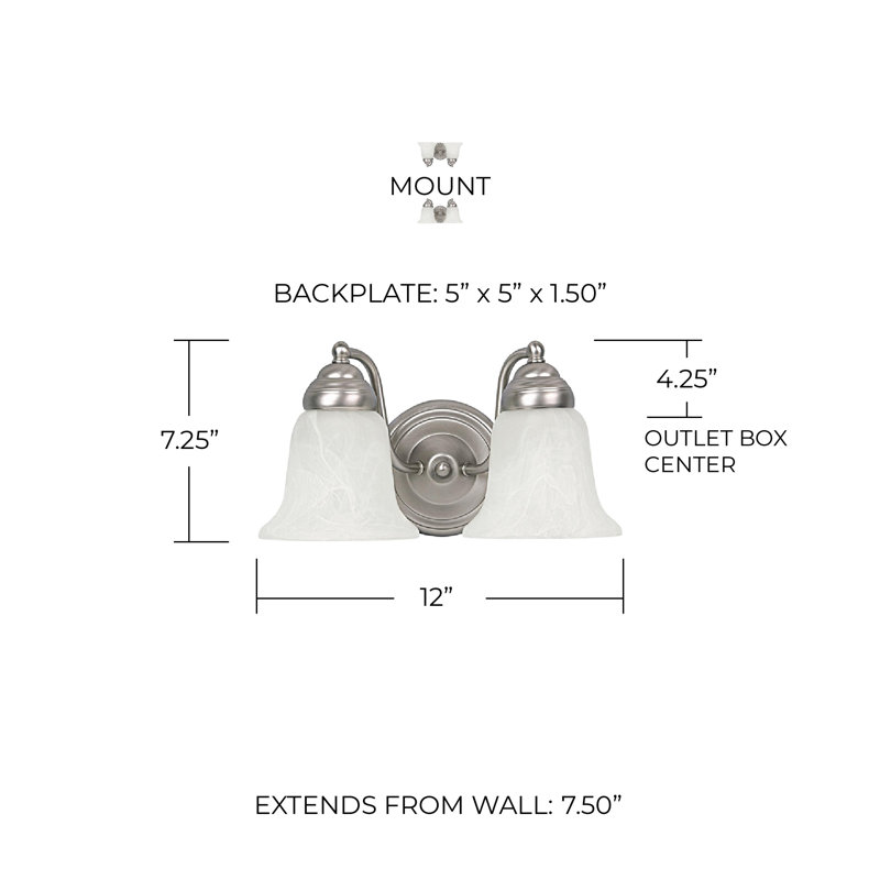 2 - Light Dimmable Vanity Light, Matte Nickel