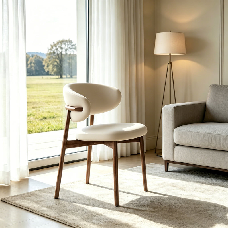 White Solid back side Chair(Set of 2)