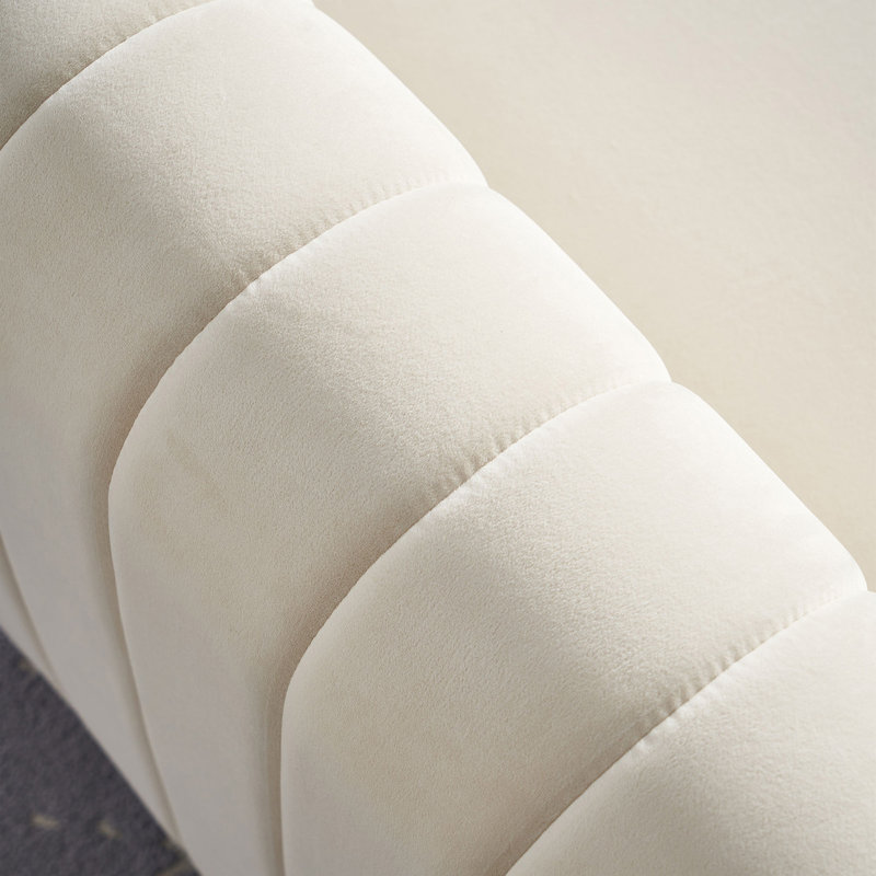 Canapé contemporain en velours l 84,25 po pour salon, beige, Beige