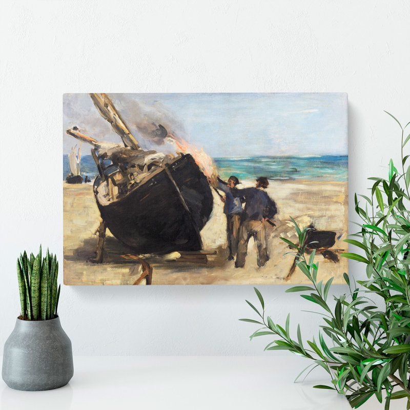 Tarring The Boat by Edouard Manet - Wrapped Canvas Painting, 35cm H x 50cm W x 3cm D
