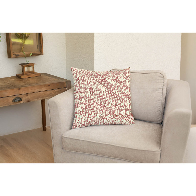 Coussin Classic Seigaiha, Brique argile géométrique, Carré 16 po