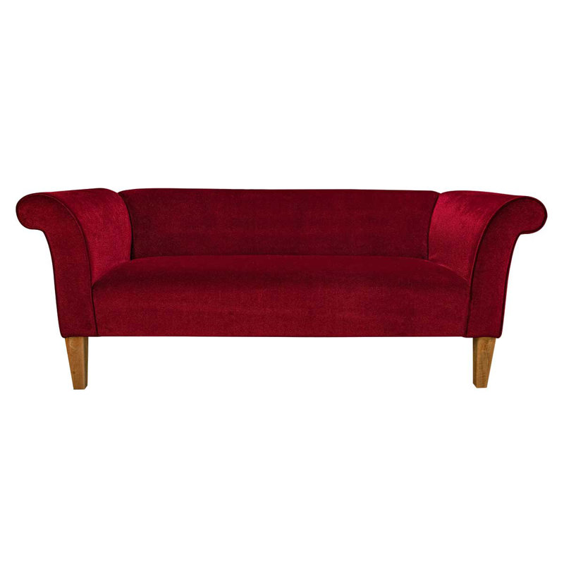 180Cm Round Arm Sofa, Red