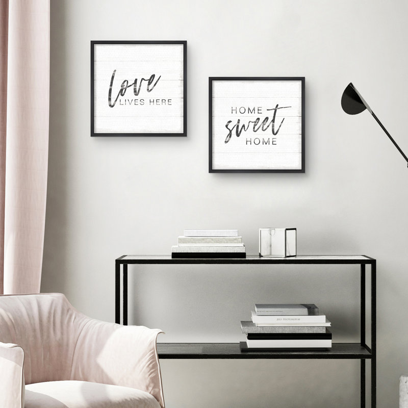 "Home inspiration I & II" par Wild Apple portfolio-ensemble de 2 reproductions d’art textuel sur toile encadrée