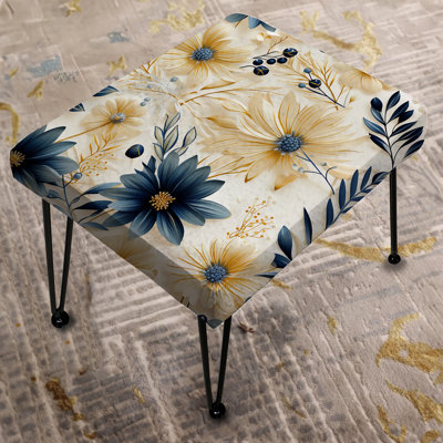 Blue And White Coastal Retreat Seashells - Floral Rectangle Ottoman