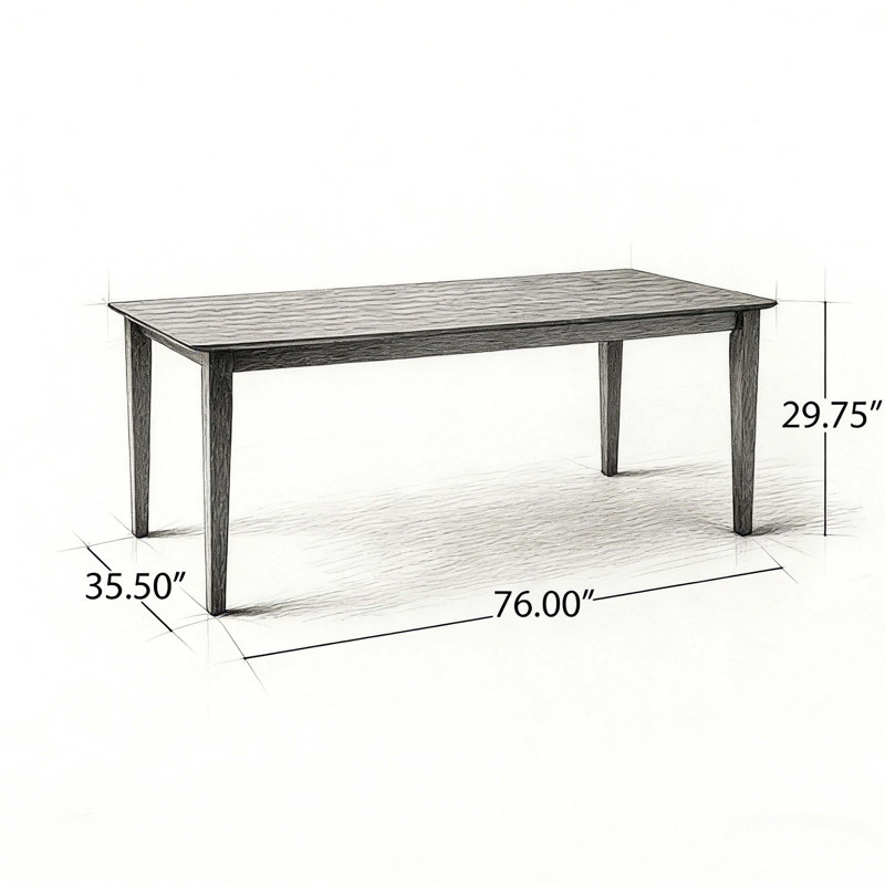 Rectangular Dining Table, Black Solid Wood & MDF Construction With Straight Legs, Eco-Friendly 6-Seater Kitchen Table For Dining Room