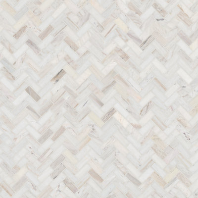 Auralie Herringbone 12 in. x 12 in. Polished Marble Mosaic Floor and Wall Tile