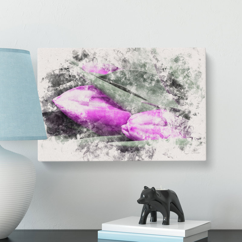 Bunch Of Purple Tulips - Wrapped Canvas, 35cm H x 50cm W x 3cm D