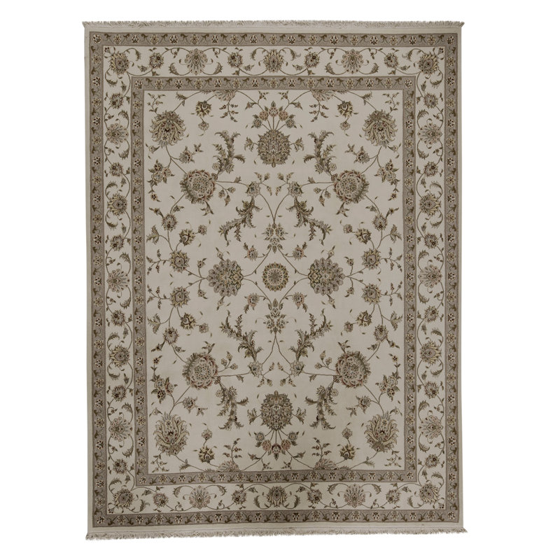 Tapis ivoire noué à la main de haute qualité