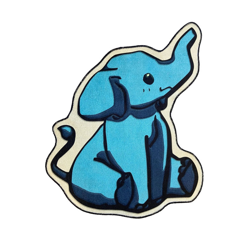 Blue Carpet With Elephant Figures, Novelty 4' x 5'