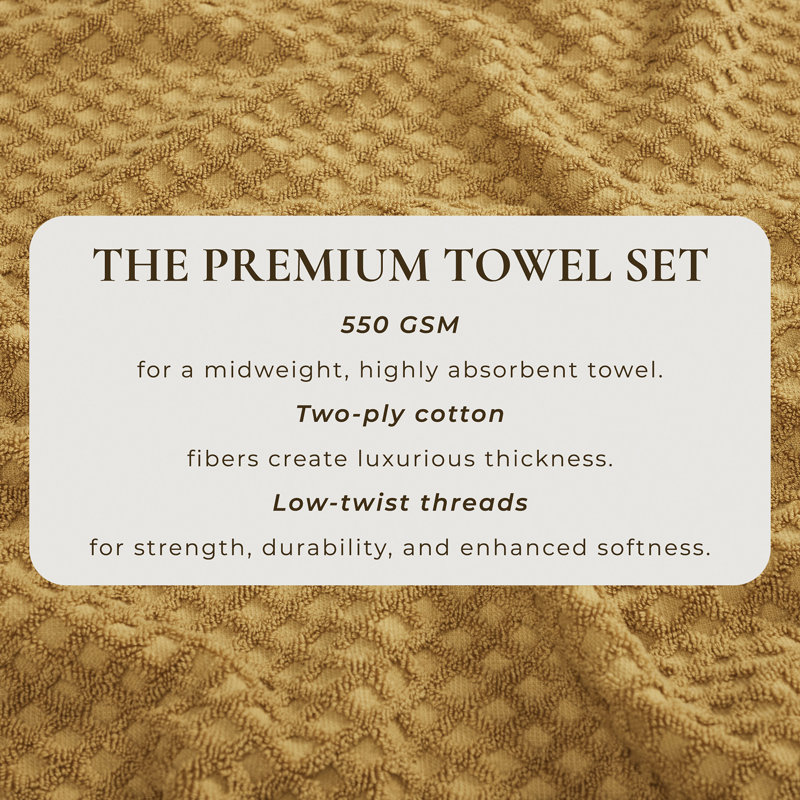 Marigold Cotton Textured 6 Piece Towel Set for Kids