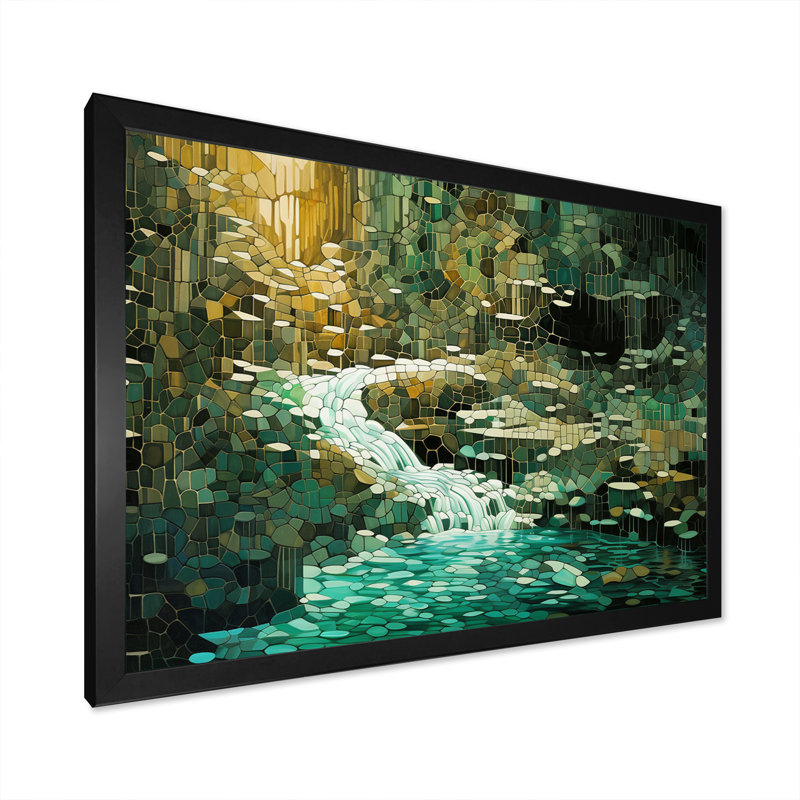 Abstrait forêt émeraude sauvage - impression, Cadre simple noir, H 12 po x l 20 po x P 1 po